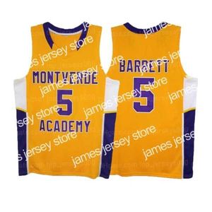 Kolej Basketbol Giyiyor Özel RJ Barrett #5 Montverde Academy Basketbol Forması Lisesi Sarı dikti Herhangi bir isim numarası S-4XL