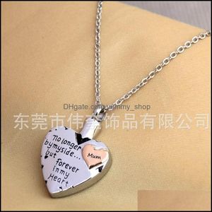 Collane con ciondolo Collana commemorativa in acciaio inossidabile con cuore Sier per mamma papà Animale domestico non più al mio fianco in gioielli di cremazione 816 Drop De Dhtbq