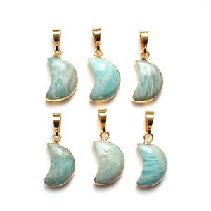 Pendant Necklaces Nature Small Amazonite Moon Shape Crystal Agates