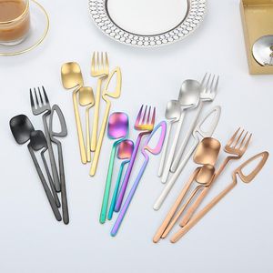 Set di stoviglie 24 Pz / set Set di posate in acciaio inossidabile 304 Coltello forchetta cucchiaio d'oro Cena Posate da cucina Stoviglie