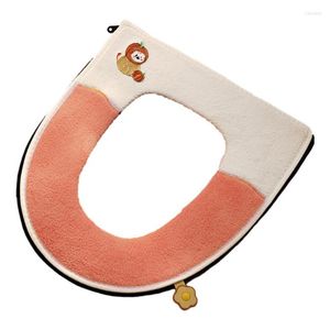 Toilet Seat Covers Cushion Bathroom Warmer Cover Pads Soft Supplies With Zipper For