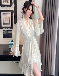 MULHERES039S SLUCHENDELHE 2PCS Setin Setin Lace Lingerie Sexy Nightgown Robes para mulheres 2022 Nightdress de roupão de banho coreano de verão N6099494