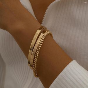 Bangle 2023 Fashion Stainless Steel Open Bracelets For Women 14K Gold Color 316L Jewellery Gifts Wholesale/Drop