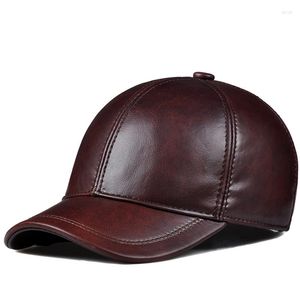 Ball Caps Spring Genuine Leather Baseball Sport Cap Hat Women's Men's Winter Warm Brand Cow Skin Sboy Hats 7 Colors