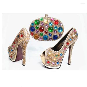 Dress Shoes Spring Stiletto High-heeled Colorful Diamond Bridal Wedding Portable Banquet Bag Large Size Fish Mouth Women's