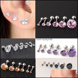 Stud Pretty Earrings Mens Women Fashion Bone Nail Small Piercing Body Jewelry Zirconia Drop Delivery Dhw5L