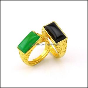 Band Rings 24Kt Gold Fortune Resizable Ring Wholesale Fashion Man Boy Birthday Wedding Gift Drop Delivery Jewelry Otckw