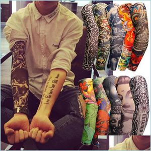 Protective Sleeves Unisex Summer Fake Tattoo Arm For Men Women Sunsn T Shirt Uv Protection Hip Hop Punk Slip On Drop Delivery Home G Dhlwp