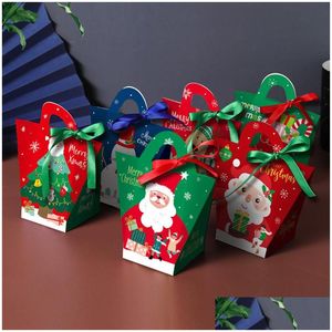 Decorazioni natalizie Vigilia Confezione regalo grande Babbo Natale Design Kraft Papercard Present Party Favor Attività Rosso Verde Regali Confezione Scatole Dhvwe