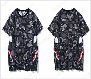 мужская дизайнерская одежда Shark t shirt футболки футболка с рисунком одежда одежда футболка камуфляжная светящаяся в темноте звезда лоскутная футболка Shark Head Flame Camo хлопок C1