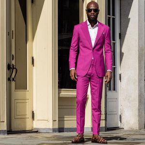 Męskie garnitury Blazers Rose Red Slim Fit Suit nacięte klapę