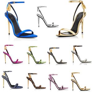 Fashion Brand 21 Styles TF Women Tom sandal high heels Velvet patent leather padlock pointy toe naked sandals pumps 35-43 With Box