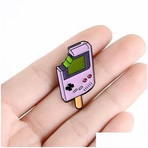 Pins Brooches Fashion Cartoon Popsicle Game Console Paint Enamel Lapel Pins Zinc Alloy Brooch For Women Funny Denim Jacket Shirt Ba Dheos