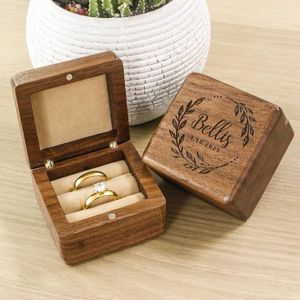 Geschenkverpackung Personalisierte Ehering Ring Box Jubiläum Engagement Andenken Gravierte Namensdatumhalter