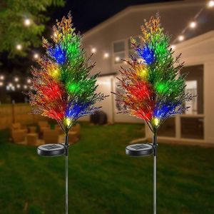 Christmas Decorations Tree Solar Flower LED Stake Lights Outdoor Garden Waterproof RGB Color Light Decoration For Home Garland Yard Decor