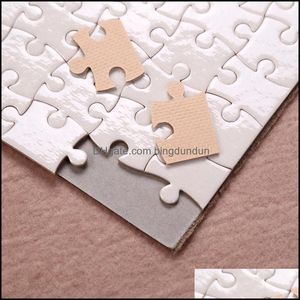 Paper Products Sublimation Puzzle A5 Size Diy Sublimations Blanks Puzzles White Jigsaw 80Pcs Heat Printing Transfer Handmade Gift Yf Otfjd