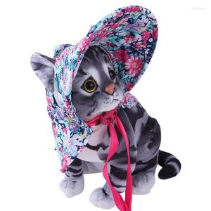 Cat Carriers Dog Hat Pet Round Brim Princess Cap With Ear Hole UV Protection Hats For Small Medium Large Dogs Sun Outdoor