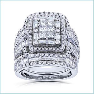 Anéis de casamento charme fêmea feminina de pedra de cristal branca conjunto de luxo para mulheres noivado de noiva vintage atacado 1857 t2 gota del dhvsy