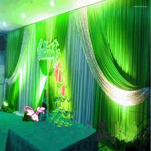 Decoração de festas de casamento verde cenário de cenário de prata lantejoulas 3x6m 20 pés (w) x 10 pés (h) cortina de cortina de cortina livre dhl livre dhl