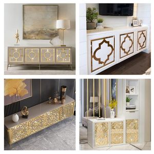 Wall Stickers 4pcs/lot Gold/silver Hollow Acrylic Mirror Sticker Furniture Modification Decal Wardrobe Table Home Art Deco DIY