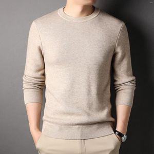 Men's Sweaters Men's Solid Color Pullover Sweater Fashion Casual Round Neck Long Sleeve Knit Top 2023 Autumn Inner Wear