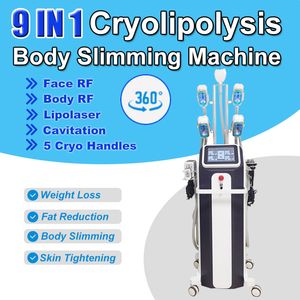 9 Inta 1 Lipo Kavitasyon Makinesi Yağ Donduru Vücudu Slimmer Criyolipoliz RF Kilo Kaybı Anti Selülit Cilt Sıkma Lipolazer Cihaz Salon Ev Kullanımı