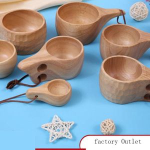 Mugs Wooden Cups Rubber Wood Water Bottle Nordic Coffee Cup Portable Handy Wholesale Wine Glass