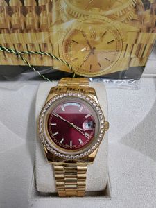 Com a caixa original Relógios de luxo 41mm Mens 18k Dial vermelho amarelo Dial Red Diamond Diamond Automatic Fashion Brand Men's Watch Watchwatch 281320