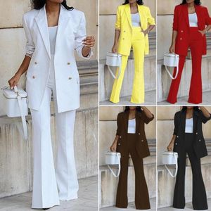 Women's Two Piece Pants Autumn Winter Women Blazer And Guard Sets Pieces OL Single Breasted Jacket Formal Suit Straight Trousers Spring