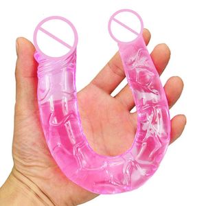 Female sex toys Yifeng women's double-headed dragon phallus crystal simulation transparent lesbian false penis masturbator husband and wife sexual interest