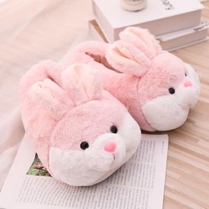 Slippers Women Winter Cute Pink Cartoon Design Warm Home Plush Head Silent Indoor Floor Adult Girl Lady House Shoes