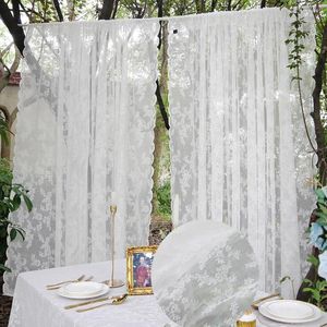 Curtain Outdoor White Panels Patio Screening Door Curtains For Living Room Floral Sheer Lace Rod Pocket Window Drapes