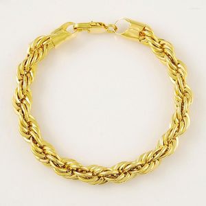 Charm Bracelets 24K Gold Filled Pendant Link Chain Bracelet For Women Men 20CM Fashion Pure Color Jewelry Gift