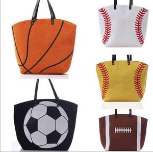 Große Softball-Tasche aus Segeltuch, Cartoon-Volleyball-Basketball-Tragetaschen, lässige Fußball-Fußball-Basketball-Rugby-Handtasche aus Baumwolle