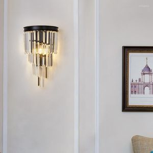 Wall Lamps Gold/Black Modern Sconce Light Crystal Luxury Creative Warm Hallway Bedroom Bedside Lamp