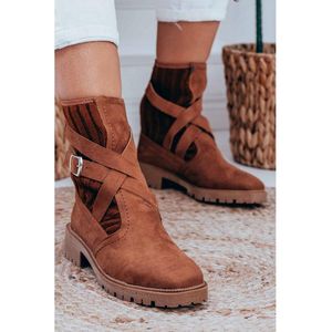 Tan Suede Pu Boots Color Leather Season 2023 Autmn Winter Fashion الأنيق المريح القياسي العفن السوستة النساء سيدة 371