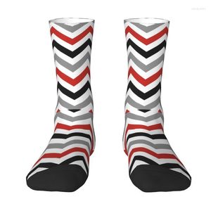 Men's Socks Stripes Modern Red Black White Gray Men's Crew Unisex Zigzag Geometric Spring Summer Autumn Winter Dress