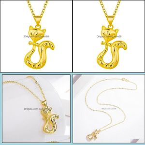 Pendant Necklaces Gold Plated Pendants With Water Wave Copper 24K Jewelry Charm Necklace Ladies Drop Delivery Dh8Ar