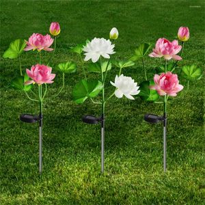 Fiore di loto ad energia solare IP65 Luce decorativa per paesaggio impermeabile all'aperto per patio Pathway Yard (2PCS)