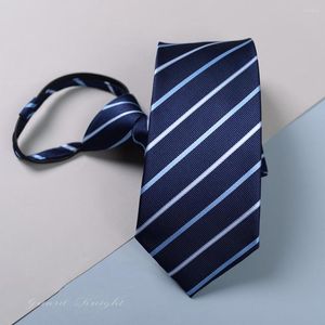 Bow Ties Fashion 8 CM Striped Zipper Tie For Men High Quality Formal Business Necktie Wedding Casual Gravata Men's Gift With BOX