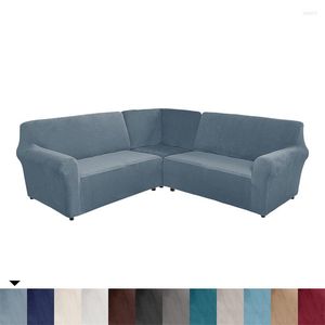 Stuhlhussen für 5-Sitzer, verdicktes Samt-Sofa, Stretch, L-Form, Schnitt-Schonbezüge für Wohnzimmer, waschbar, Sessel, Couch