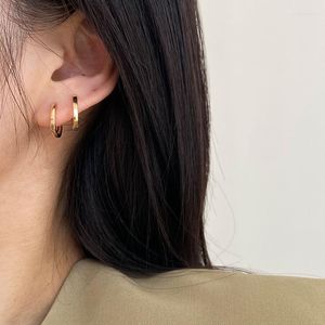 Hoopörhängen 925 Sterling Silver Earring Fashion Geometric U-Shape Ear Ring Zircon Round Bone Buckle Trend Simple Woman Girl Jewelry