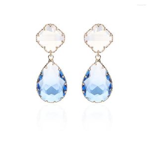 Dangle Earrings Water Drop Candy Cubic Zirconia Colors For Girls Earring Women Prom Jewelry 925 Silver Pin CE1126