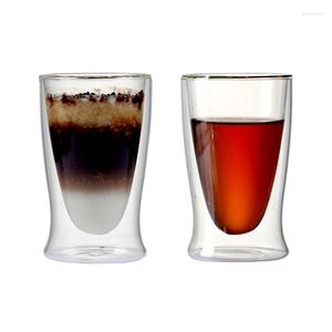 Wine Glasses Set Of 2pcs 6ounce 2 Layer Insulated Glass Coffee Drinks Tumbler For Espresso Latte Tea 180ml