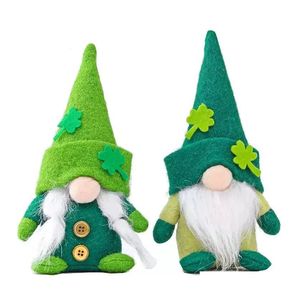Party Favor St Patricks Day Tomte Gnome bez twarzy Plush Doll Irish Festival Lucky Clover Bunny Darny Easter Decor Prezenty CPA4456 Drop DH47O