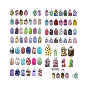 Keychains Lanyards 163Styles Anpassa Neoprene Hand Sanitizer Bottle Holder Keychain V￤skor 30 ml Hands Sanitizers flaskor Chapstick DHCP7