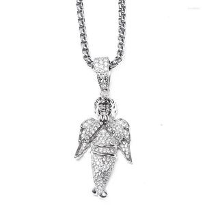 Naszyjniki wisiorek luxta hip hop módl się anioł prawdziwy złoto plisowane mrożone bling hiphop biżuteria mężczyzna kobiety