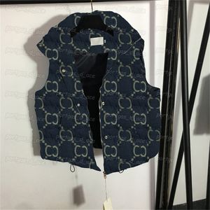 Women Denim Vest Coat Jacquard Sleeveless Padded Vests Fashion Winter Autumn Vests