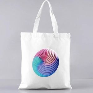 ショッピングバッグ女性ホワイトバッグカジュアルハンドバッグ通勤大容量漫画3Dパターン印刷されたキャンバスショルダートート再利用可能