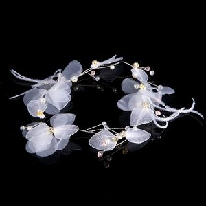 Wedding Hair Jewelry Bridal headwear silk yarn feather hair band bridal wedding dress accessories 230112